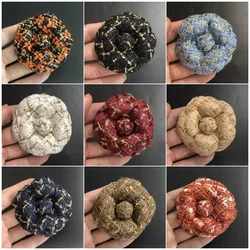 6.5CM High End Luxury New Women's Brooch Camellia Flower Coarse Floral Cloth Multi-color Unique Suit Lapel Pins Dress Corsage