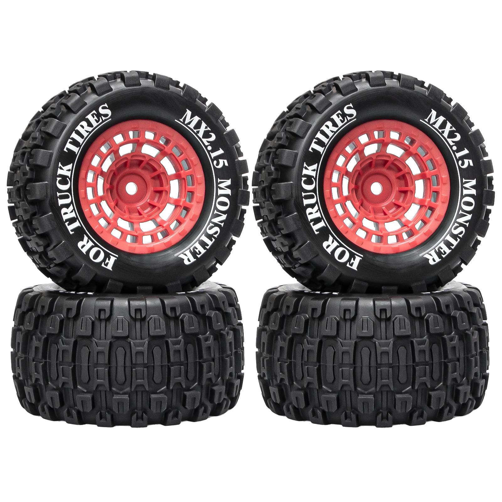 OKHL 4개 100mm MX2.15인치 비드락 휠 림 고무 타이어 세트 (스폰지 인서트 포함) 1/18 미니 맥스 RC카 업그레이드 부품