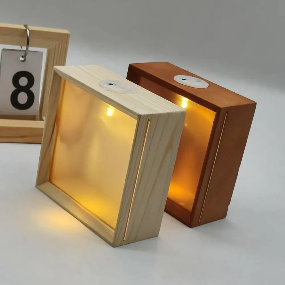 Decorative Wooden Shadow Box Frame Transparent Soft Light Wood DIY Nightlight Acrylic Panels Handmade 3D Picture Frame