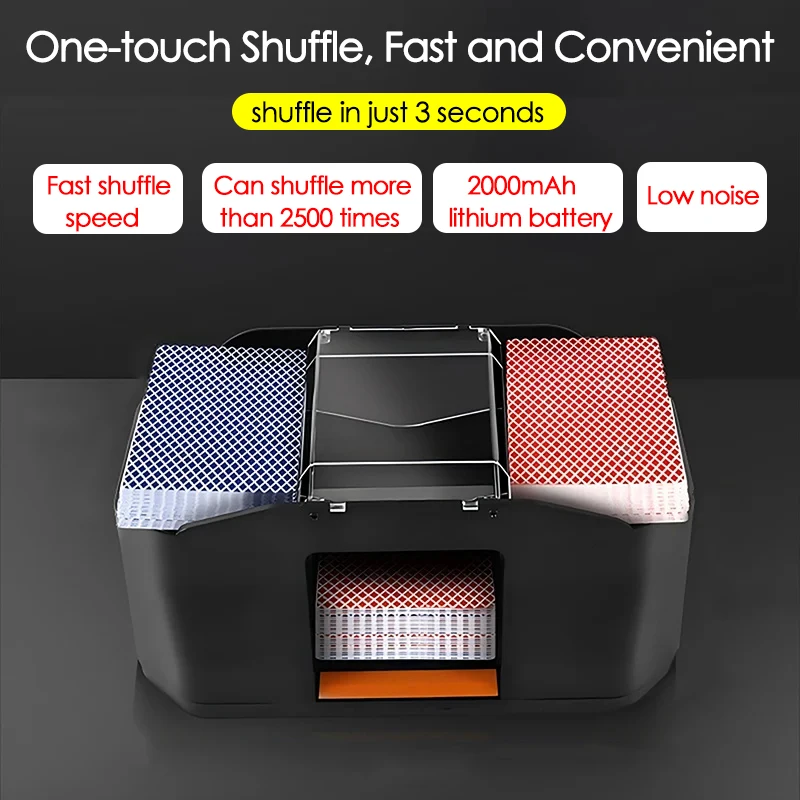 

Перезаряжаемая электрическая машина для тасования карт емкостью 2000 мАч, автоматическая машина для тасования карт, портативная малошумная машина для тасования покера