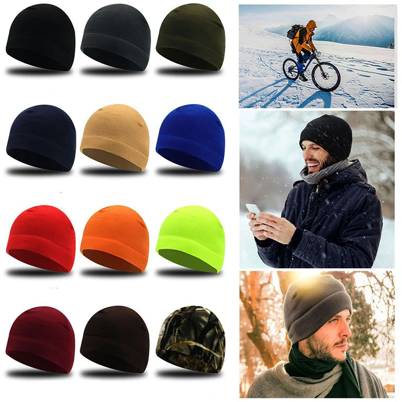 2024 New Men Polar Fleece Cap Winter Warm Beanie Hat Outdoor Sports Skiing Cycling Hat Windproof Soft Beanie Cap Women Ski Hat