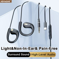 Clip-on Type C&3.5mm Wired Control Headphones 9D Surround Sound Earbuds Sports Gamer Headset ENC Earphones in HD Mic For Samsung