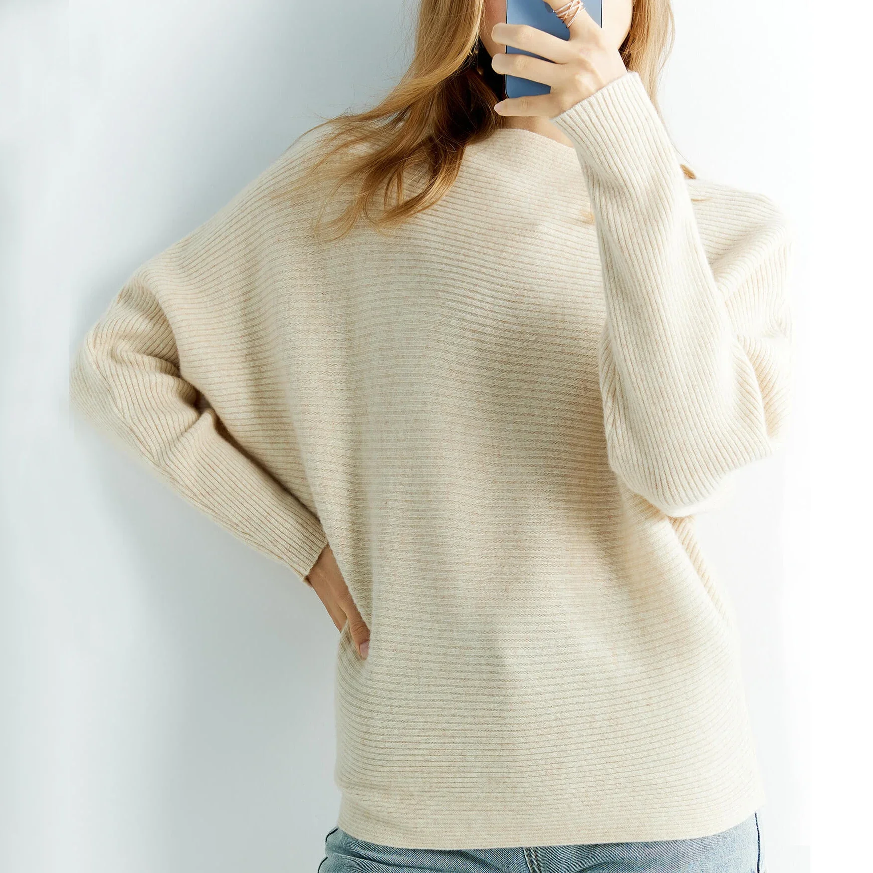 

Knitted Sweaters Cashmere Sweater 100% Merino Wool O-Neck Batwing Sleeve Pullover Winter Fall Jumper Clothing Top Female A305