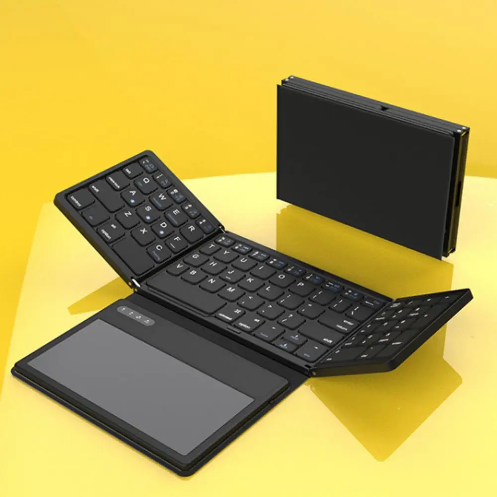 

2023 New Portable Mini Three Folding Bluetooth Keyboard Wireless Foldable Touchpad Keypad For IOS Windows Tablet