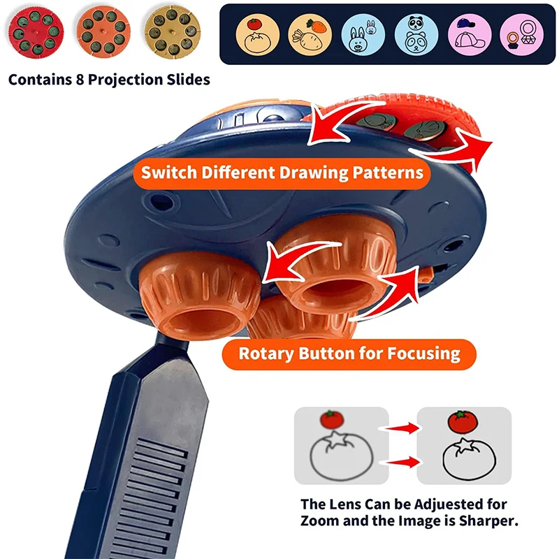 Brinquedo do projetor do desenho do diodo emissor de luz para crianças, projeto da bolsa, pintura, tabela do desenho, educacional, projeção, placa do doodle, aprendizagem adiantada