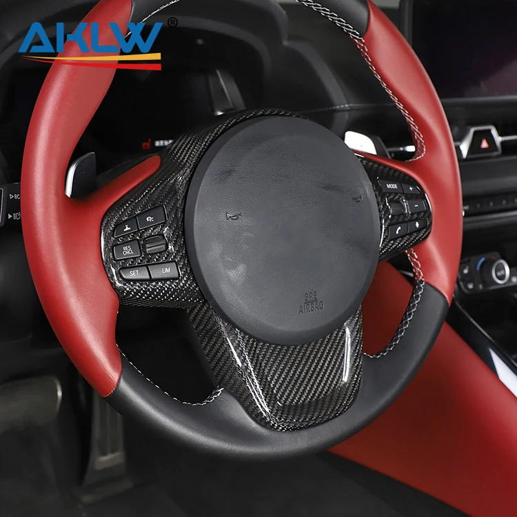 GR Supra A90 2019-2022 Real Carbon Fiber Interior Accessories Car Steering Wheel Decoration Panel Cover