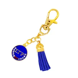 Women Bag Decor Pure Blue Tassel Nine Soror Sigma Gamma Rho Greek Letters Key Chain