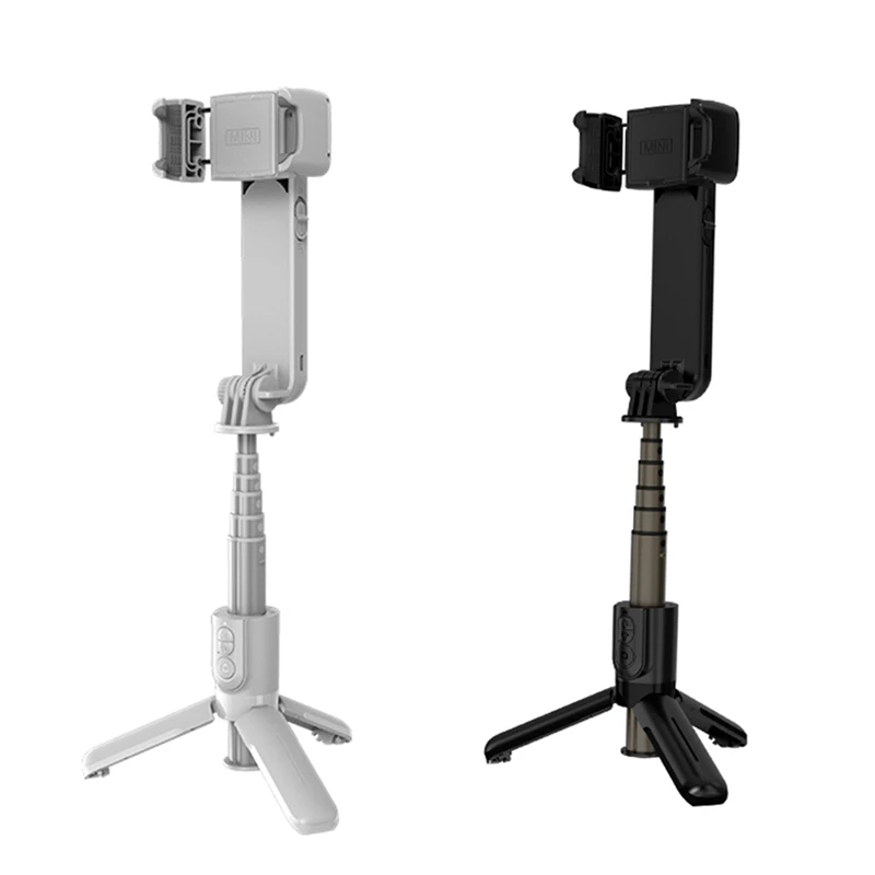 Handheld Gimbal Stabilizer Bluetooth Selfie Stick Holder Adjustable Fill Light Selfie Stand For Smartphone Easy Install White