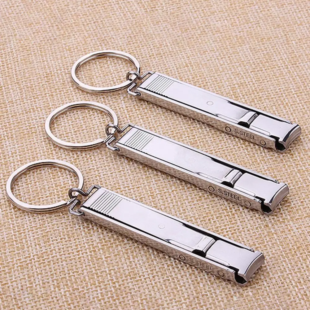 Nail Trim Tool Sturdy Ergonomic Fine Texture Super Thin Nail Clipper with Keychain Folding Nail Clippers Wear-resistant