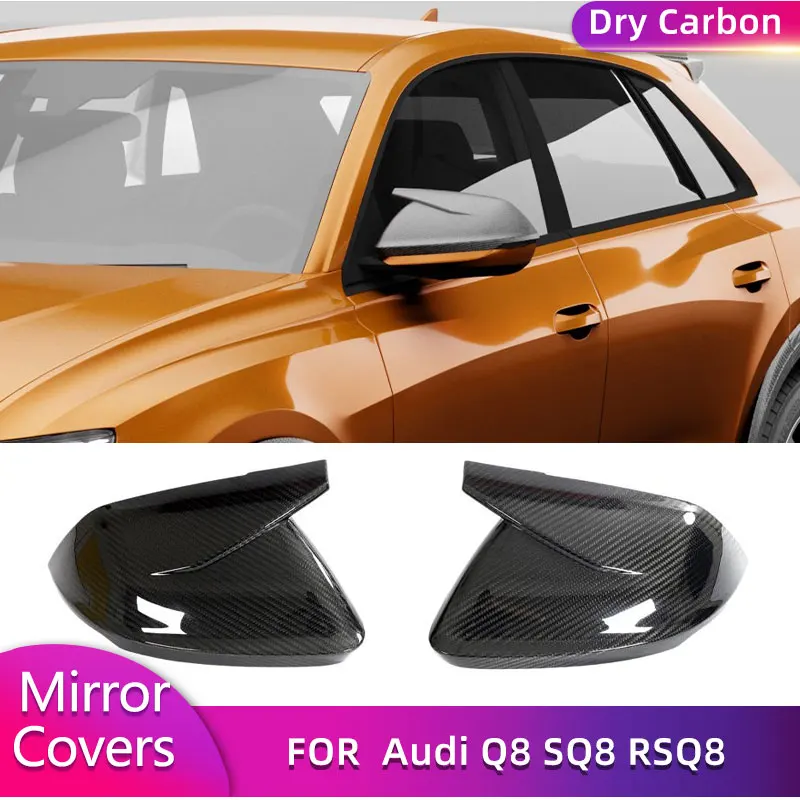 

Dry Carbon Car Rearview Mirror Covers Add On Side Mirror Caps for Audi Q8 SQ8 RSQ8 Utility 4-Door 2020-2023 No Lane Assit