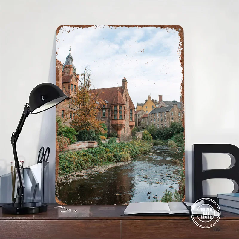 Edinburgh Water of Leith Walkway Printed Poster Customized Retro Wall Art Vintage Metal Tin Signs for Bathroom Decor House Home