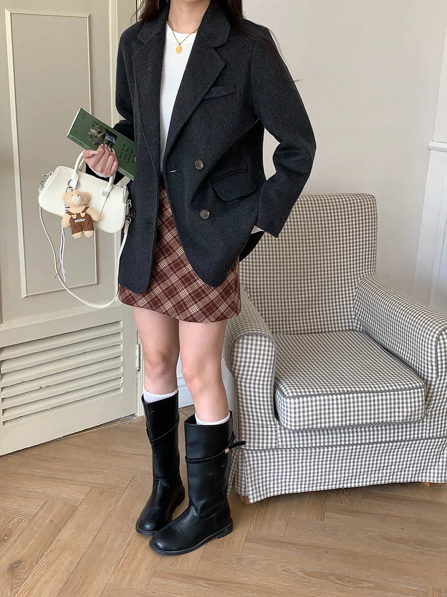 2025년 겨울 여성 캐주얼 긴 소매 울 수트 코트 새로운 패셔너블 아우터웨어
