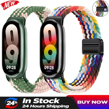 Geflochtenes Schlaufenarmband für Xiaomi Band 9 8, magnetische Schnalle, Mi Band 9, Nylon-Armband, bequemes Armband für Mi Band 8 Zubehör