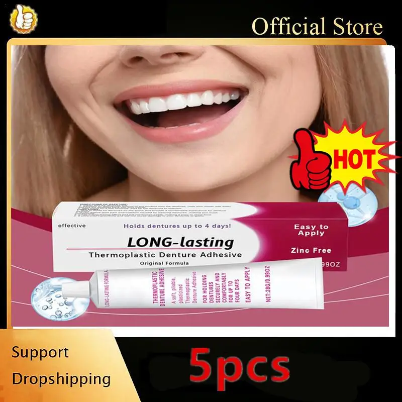 5PCS Seamless Fit Thermoplastic Denture Adhesive Reusable Comfortable Oral Health Care Portable Long Lasting Denture Care