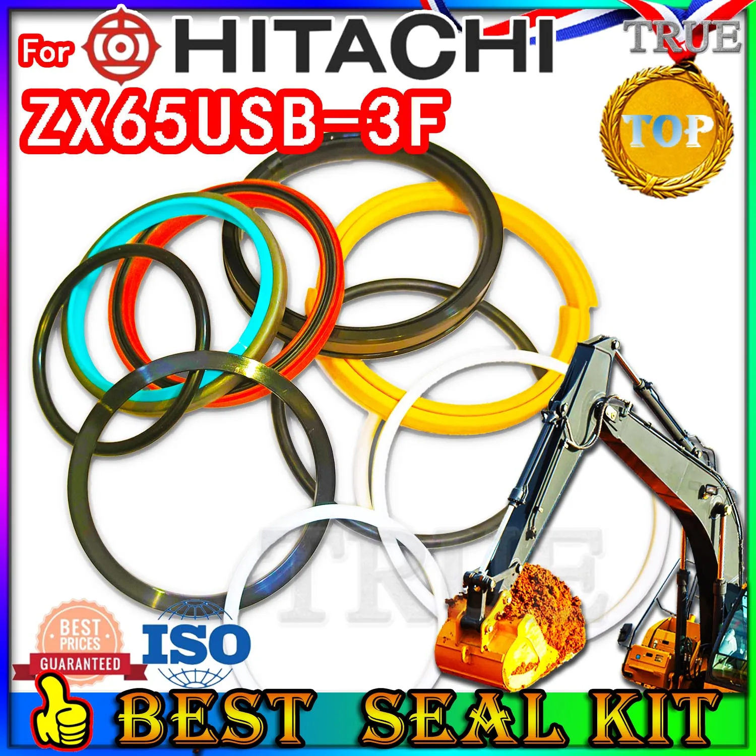 For Hitachi ZX65USB-3F Oil Seal Repair Kit Boom Arm Bucket Excavator Hydraulic Cylinder Hit ZX65USB 3F Digger Clamshell Shovel