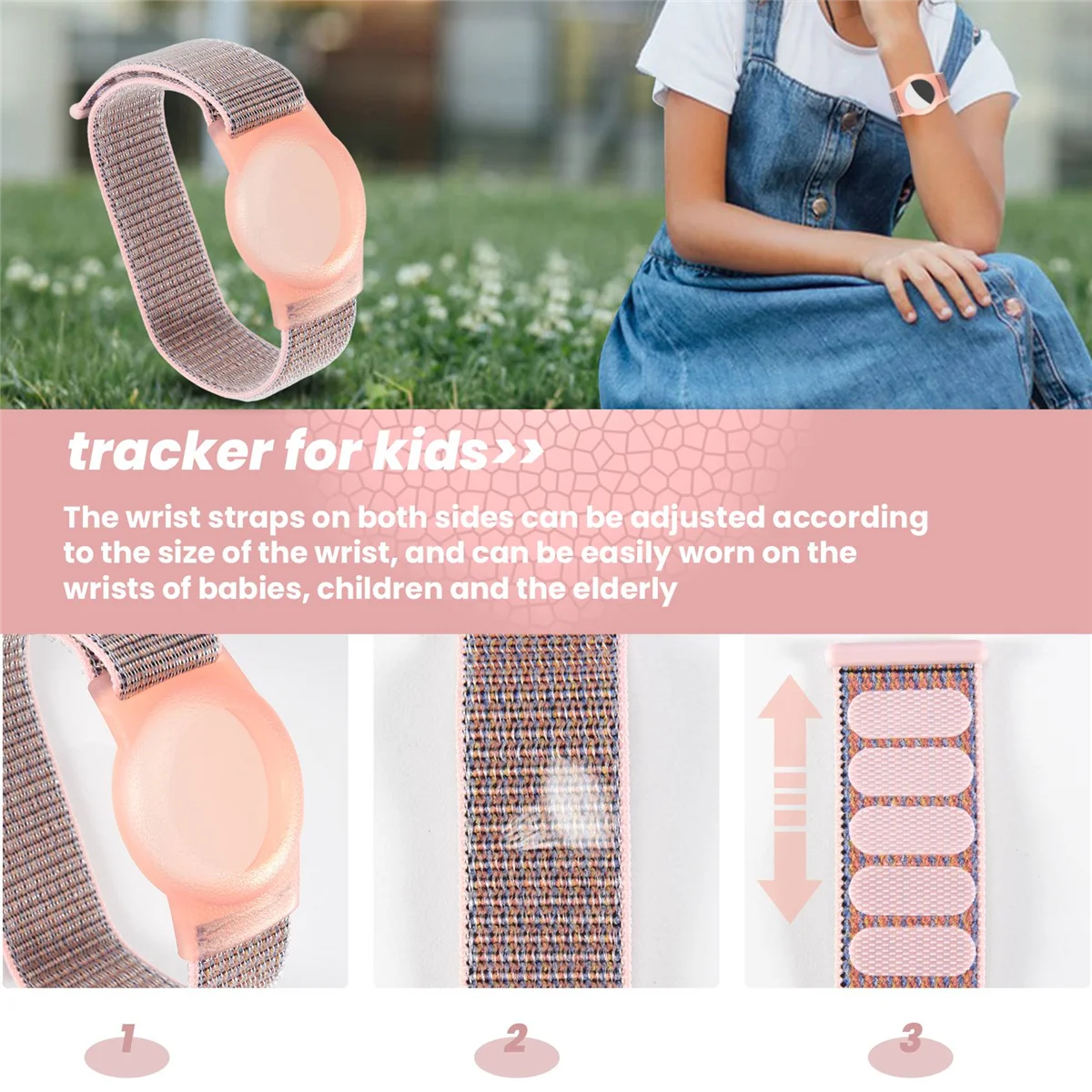 ACKOR Kinderarmband kompatibel mit Apple AirTag, Schutzhülle für Air Tag GPS-Tracker-Halter mit Nylon-Armband D