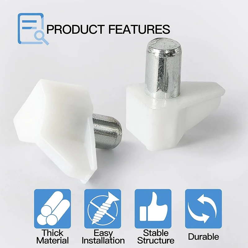 20/40/80 pcs, White Shelf Pegs, 5mm Plastic Shelf Support Pins, Cabinet Shelf Clips Holder Pins for Bookcase Shelves Cupboard