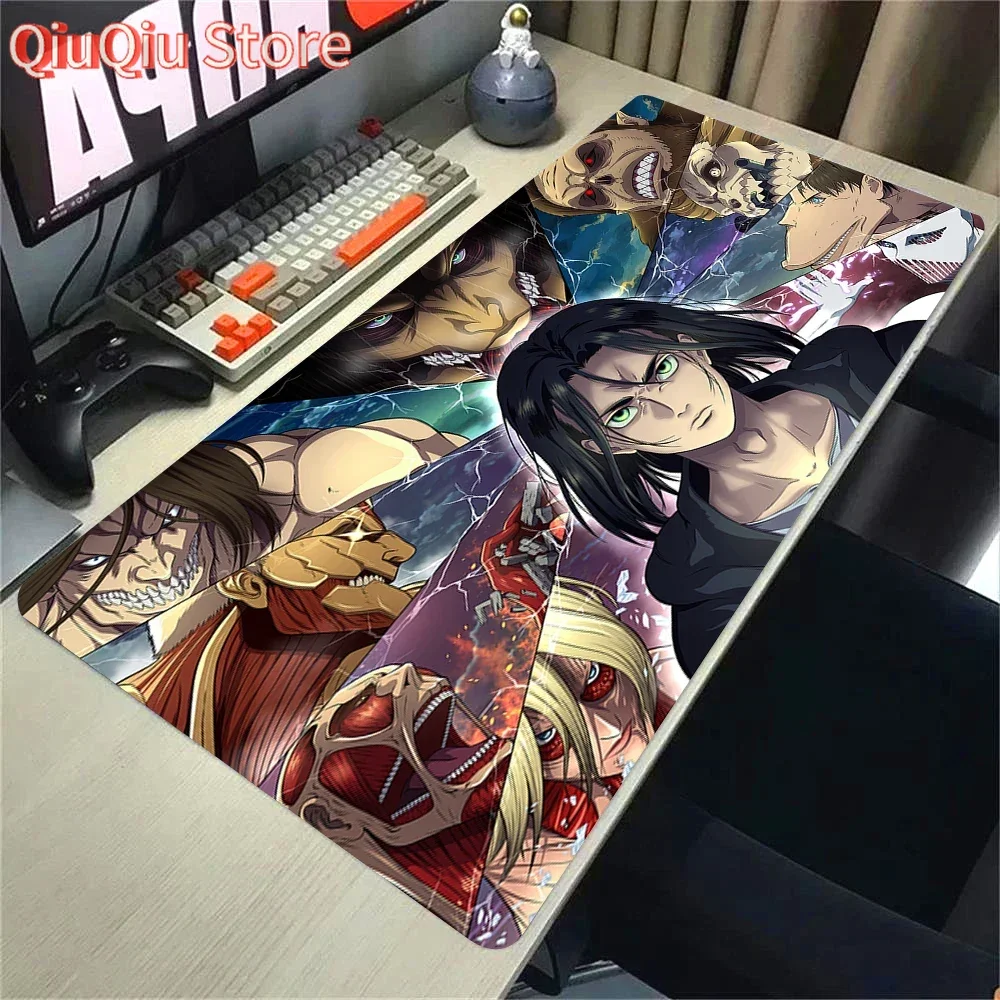 Alfombrilla de ratón con borde de bloqueo grande de Anime Attack on Titan, alfombrilla de ratón para ordenador XXL S, alfombrilla para juegos, teclado para ordenador portátil, alfombrillas para ratón