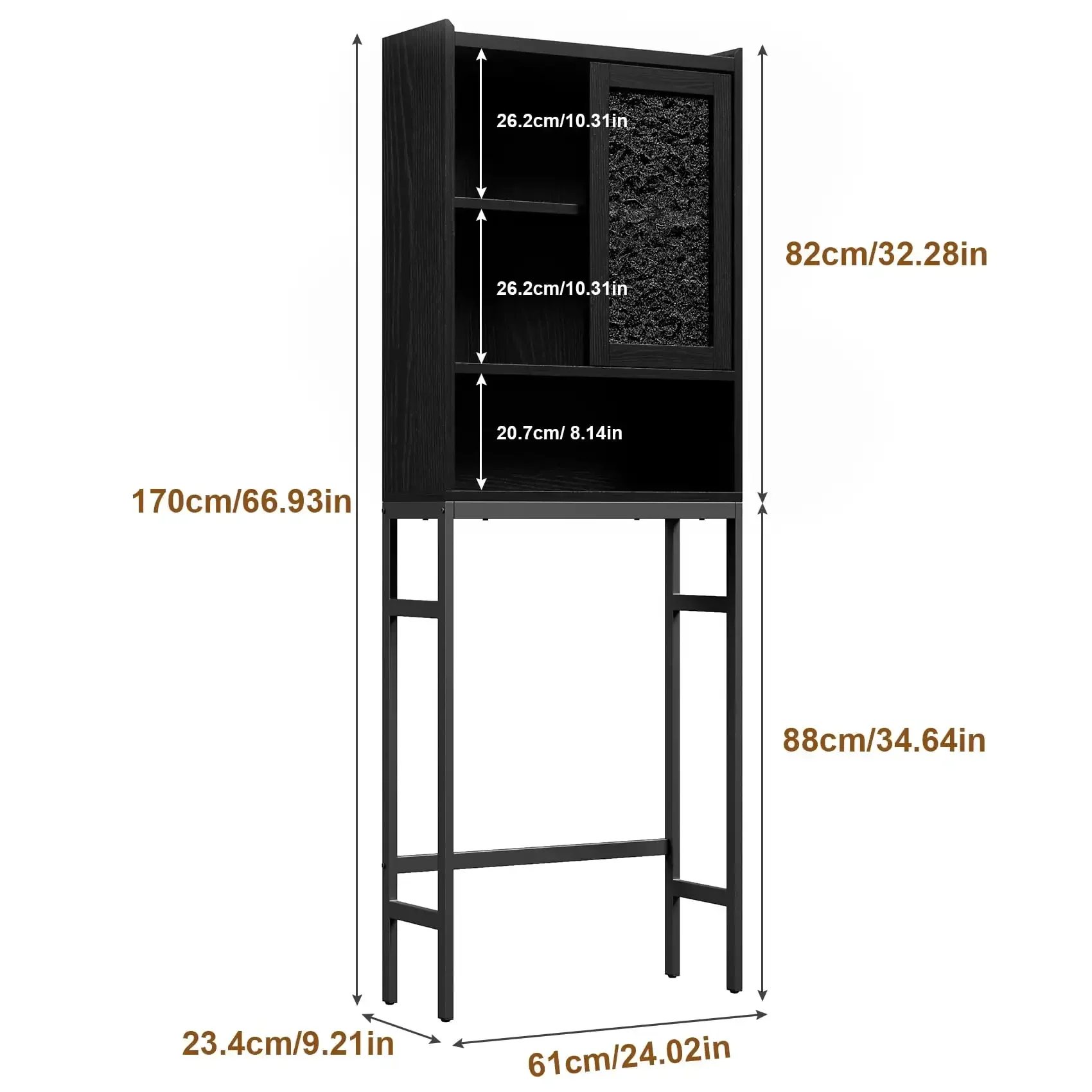 Over The Toilet Storage Cabinet, 4-Tier Wooden Bathroom Organizer, with Adjustable Saver Space Rack Shelf & Rack, Black