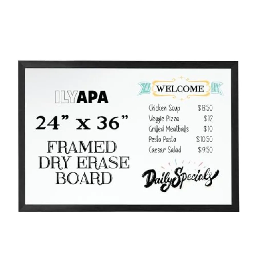 

Extra Large Dry Erase Board for Wall - Wood Framed Magnetic White Board - 24 x 36 Inch Decorative Wall Hanging Menu