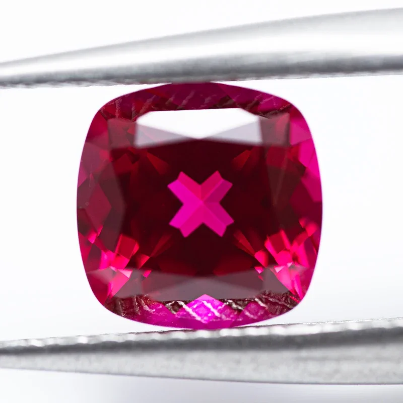 Lab Grown Ruby Red Color Square Cushion Shape Gemstone For Charms Diy Jewelry Making Ring Materials Selectable AGL Certificate