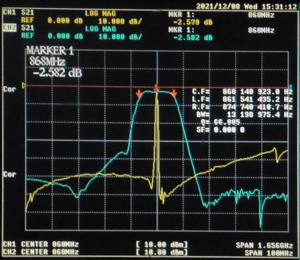 1PC 868MHz RFID Remote SAW Bandpass Filter, 866 ~ 870MHz, 4MHz Bandwidth