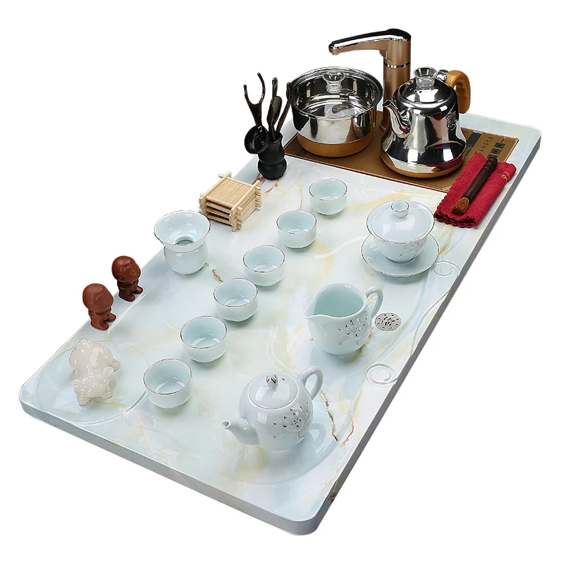 Tea Tray Set Chinese Style Living Room Home Kung Fu Tea Table Tea Set Automatic Kettle Integrated Stone Tray