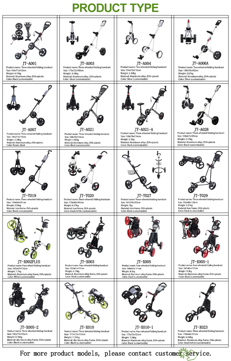 High Quality Easy To Carry Foldable Golf Push Trolley Cart Lightweight 3 Wheels Golf Trolley With Foot Brake