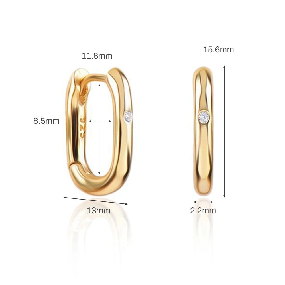 LENNIK Square Buckle Hoop Earrings 925 Sterling Silver Classic French Single Zircon Earring for Women Party Wedding Fine Jewelry