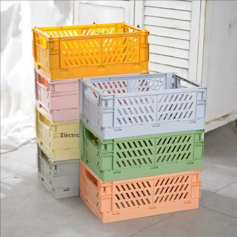 Plastic Foldable Storage Crate Folding Box Basket Stackable Cute Makeup Jewellery Toys Boxes for Storage Box Organizer Portable