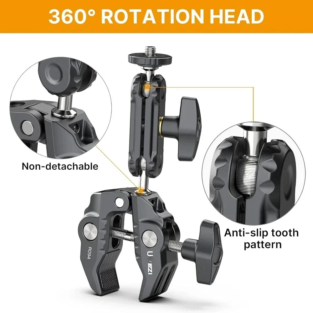 

U-lan-zi R094 Super Clamp Multi-Functional Adjustable Video Shooting Compatible for DJI OSMO 360/Pocket3 for Insta 360x5/Monitor