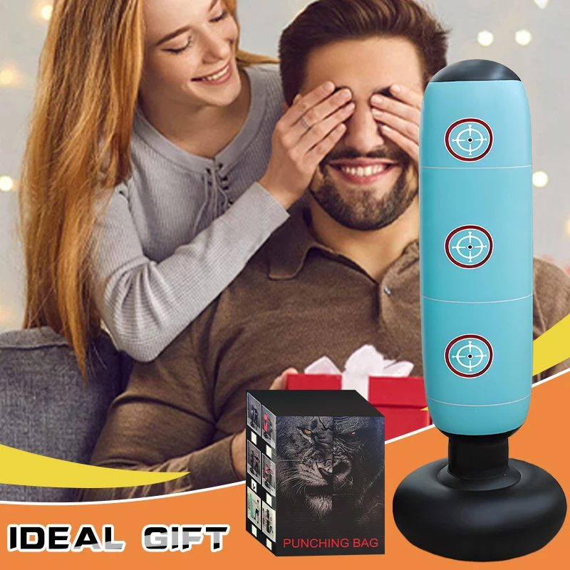 حقيبة ملاكمة مع حامل للبالغين، حقيبة ملاكمة شديدة التحمل قابلة للنفخ، معدات تدريب للنساء والرجال، ممارسة الملاكمة