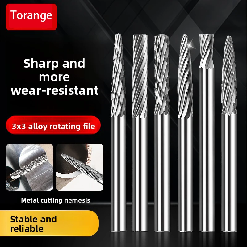

Hard Alloy Rotary File 3mm Tungsten Steel Milling Cutter Head Electric Grinding Head Woodworking Carving Drill Bit
