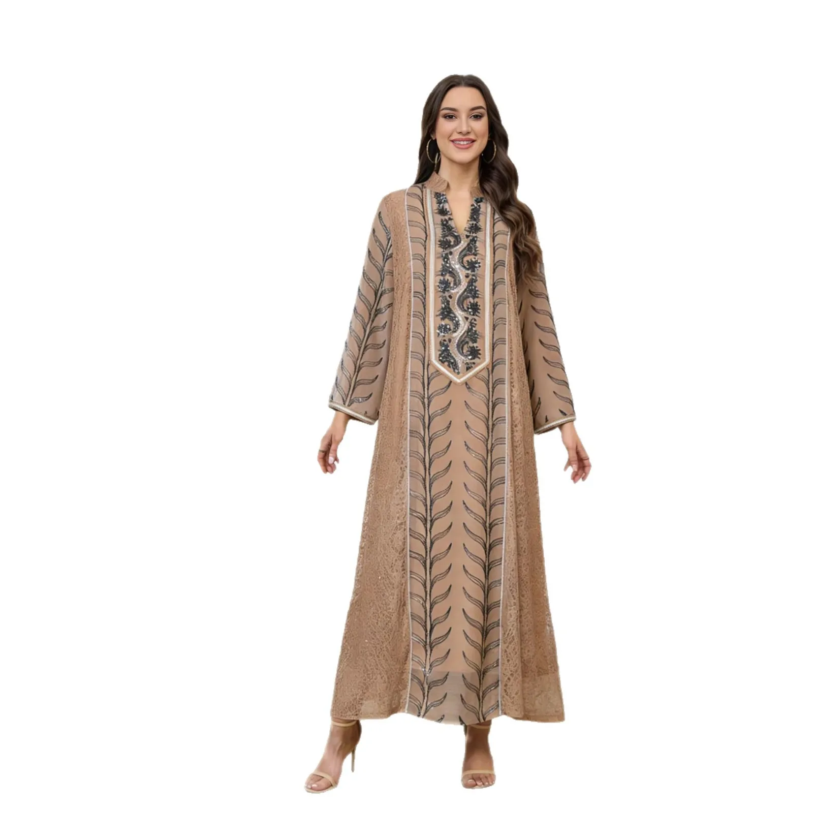 

2026 Eid Muslim Women Abaya Party Maxi Dress Sequins Ramadan Morocco Dresses Jalabiya Dubai Kaftan Islam Arab Long Robe Vestidos