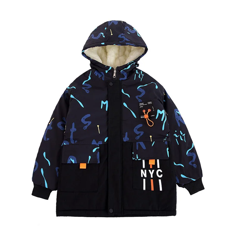 Boys Coat Jacket Cotton Outerwear Windbreak 2023 Thicken Velvet Winter Warm Christmas Gift Children\'s Clothing