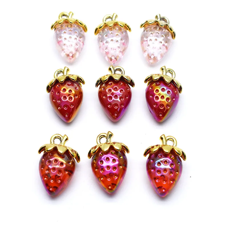 Resin Simulation Strawberry Charms DIY Jewelry Accessories for Earrings Necklaces Keychains Hair Clips Wholesale