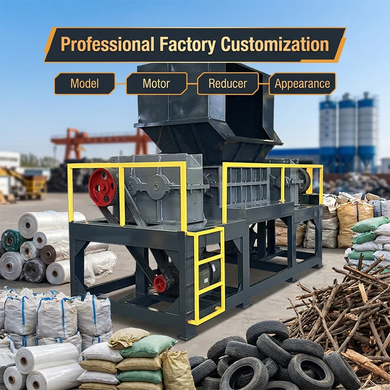 Double Shaft Shredder Machine Scrap Car Tire Shredder Waste Solid Waste Garbage Plastic Wood And Metal Shredding Equipment