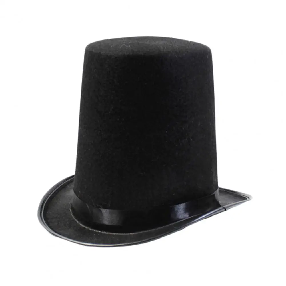 Cappello a cilindro nero da uomo Cappello a cilindro nero elegante per spettacoli di maghi Gioco di ruolo Cappello di feltro alto stile britannico per uomo e donna