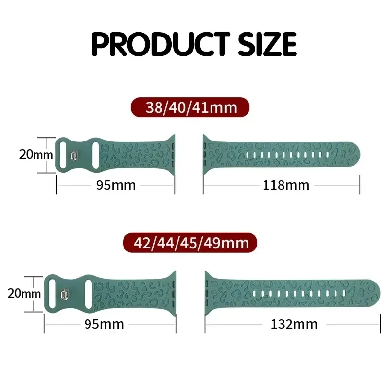 Hot Engraved Pattern Silicone Band For Apple Watch 49mm 45mm 44mm 40mm 41mm Sport Loop Strap For Iwatch Series 9 8 Ultra 7 6 5 4