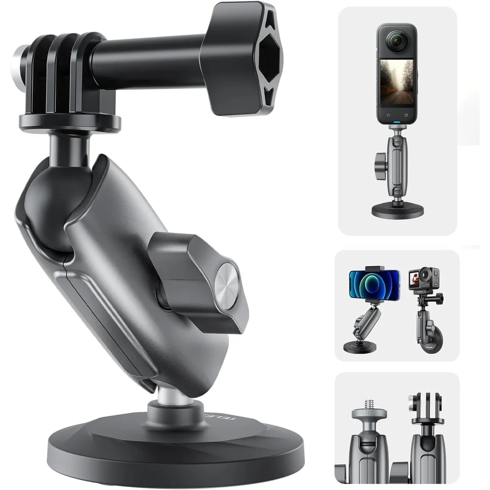 

TELESIN 360° Car Holder Attachment Magnetic Metal Mount for GoPro Max hero 13 12 11 10 9 8 7 Insta360 X5 X4 X2 DJI Action 5 Pro