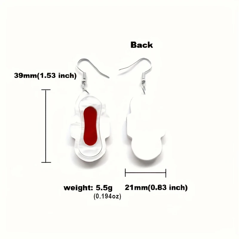 YAOLOGE Simulation Creativity White Tampon Earrings Interesting Abstract Sanitary Towel Design Women\'s Novel Acrylic Eardrop