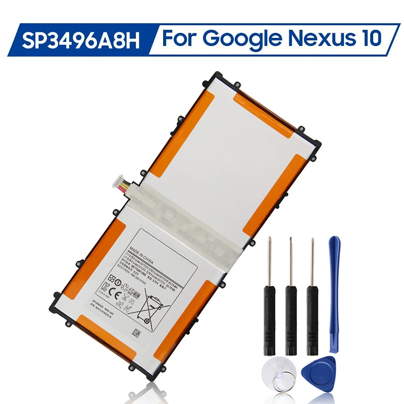 

Replacement Battery SP3496A8H For Samsung Google Nexus 10 GT-P8110 HA32ARB SP3496A8H(1S2P) Rechargeable Batteries 9000mAh