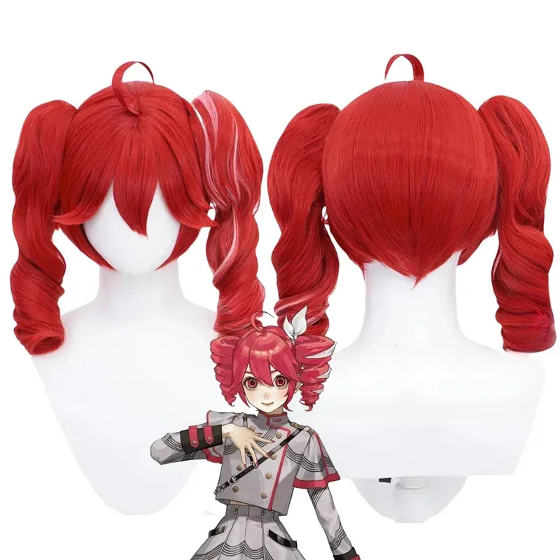 Aaa12 3NEW أنيمي Kasane تيتو شعر مستعار تأثيري المرأة الأحمر مزدوجة ذيل حصان تصفيفة الشعر مقاومة للحرارة بيروكات صناعية قبعة كرنفال هالوين #2