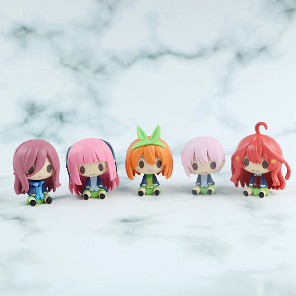 Mini figura de Anime de Quintessential Quintuplets, Kazuhana, Nino, Miku, Nakano, Shika, Mayo, regalo de cumpleaños y Navidad, 4-5cm, juego de 5