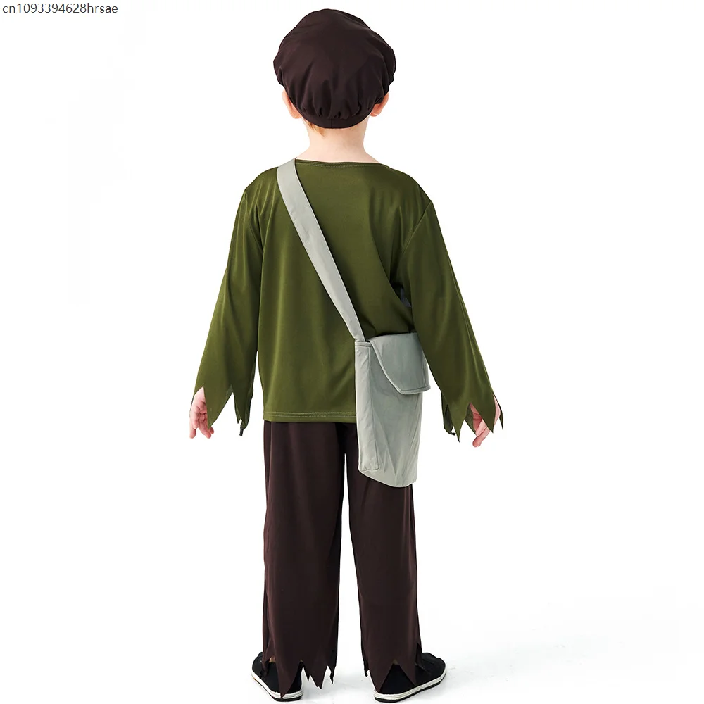 2025 يوركشاير تيودور رجل فقير الطفل هالوين الزي الفيكتوري الفقراء الصبي الفلاحين أوليفر التاريخية ديكنز فستان بتصميم حالم زي