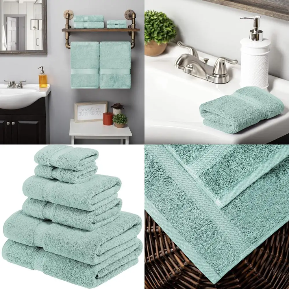 

Egyptian Cotton 6-Piece Towel Set, Premium Shower and Bathroom Towels, Assorted Colors, 30 x 55, 20 x 40, Luxurious Softness and