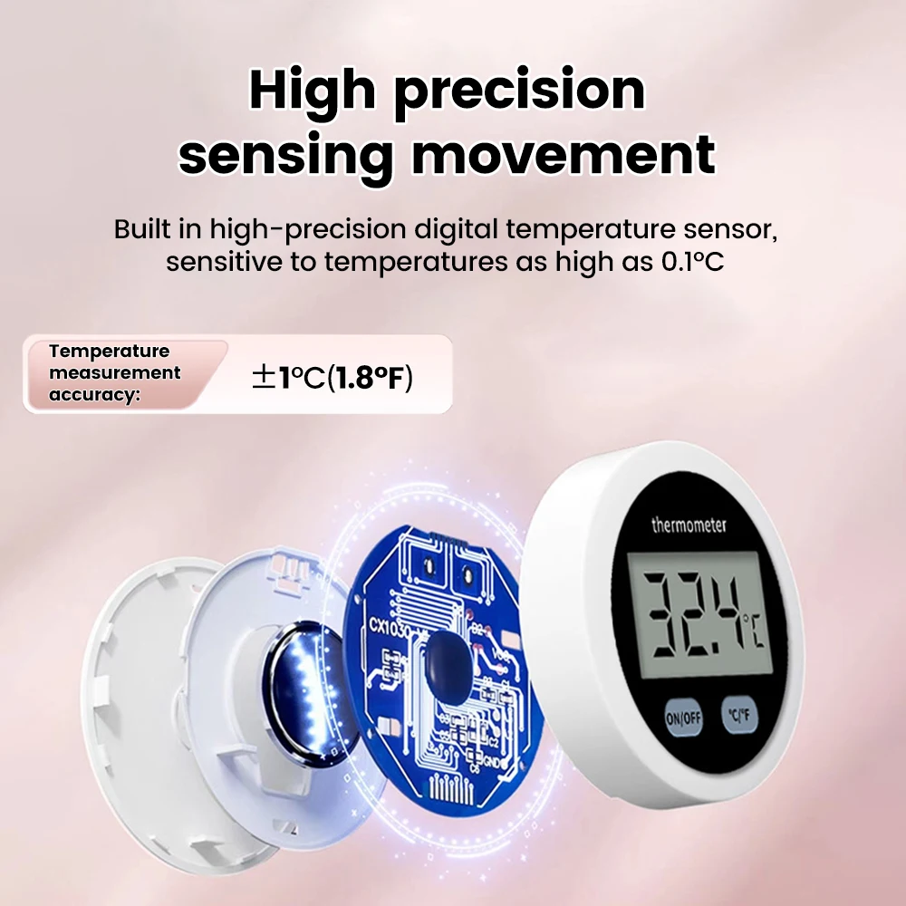 Termómetro Digital LCD de temperatura, Mini termómetro redondo, Monitor de medidor de Sensor para tanque de peces de acuario-50 ~ + 110 ℃