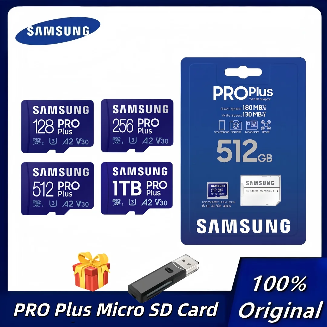 scheda-di-memoria-microsd-samsung-pro-plus-128gb-256gb-512gb-fino-a-180mb-s-full-hd-4k-uhd-uhs-i-tf-card-per-telefoni-tablet-e-gopro