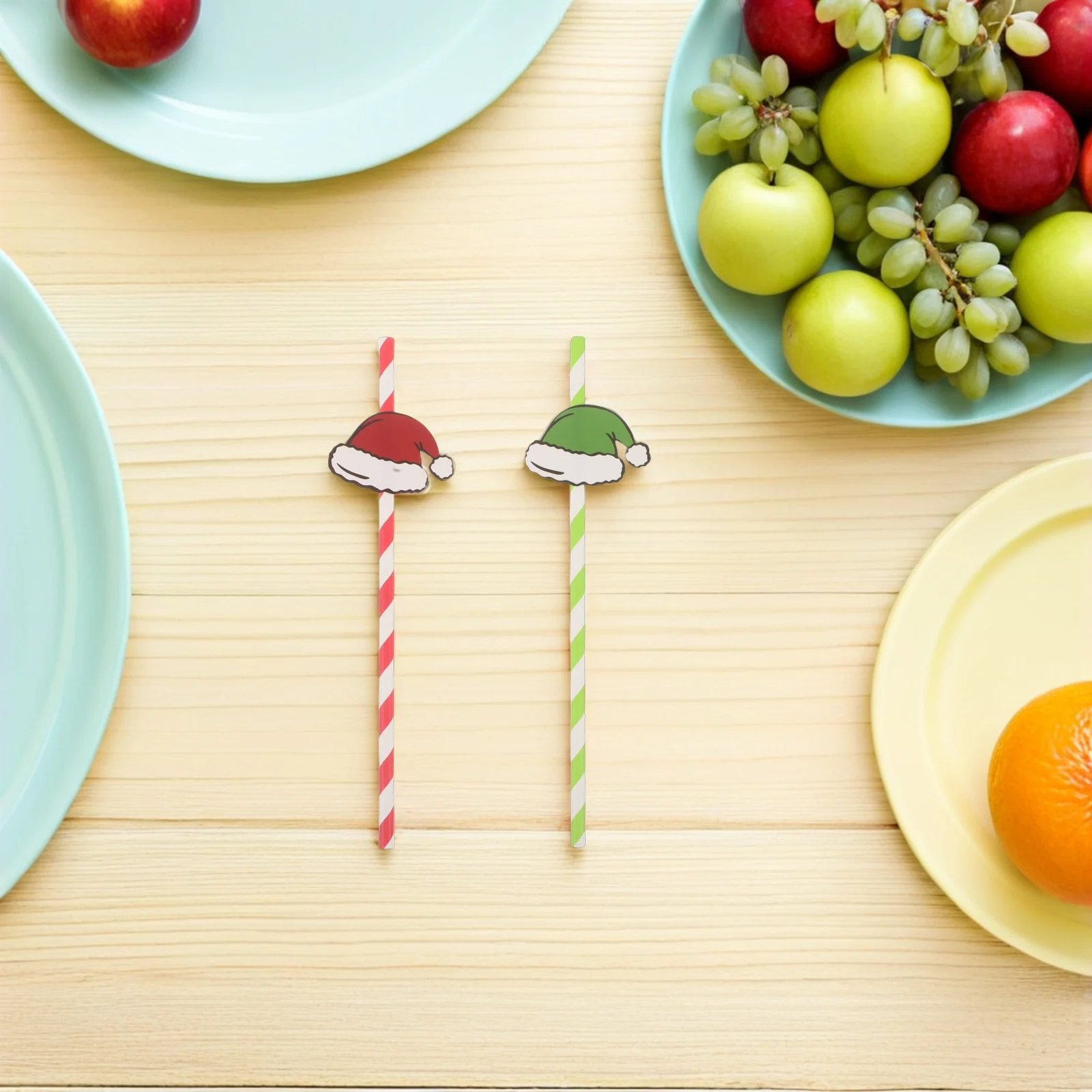 

Christmas Paper Straws Red Green Stripe Eco Friendly Party Decoration Disposable Drinking Straws Holiday Supplies