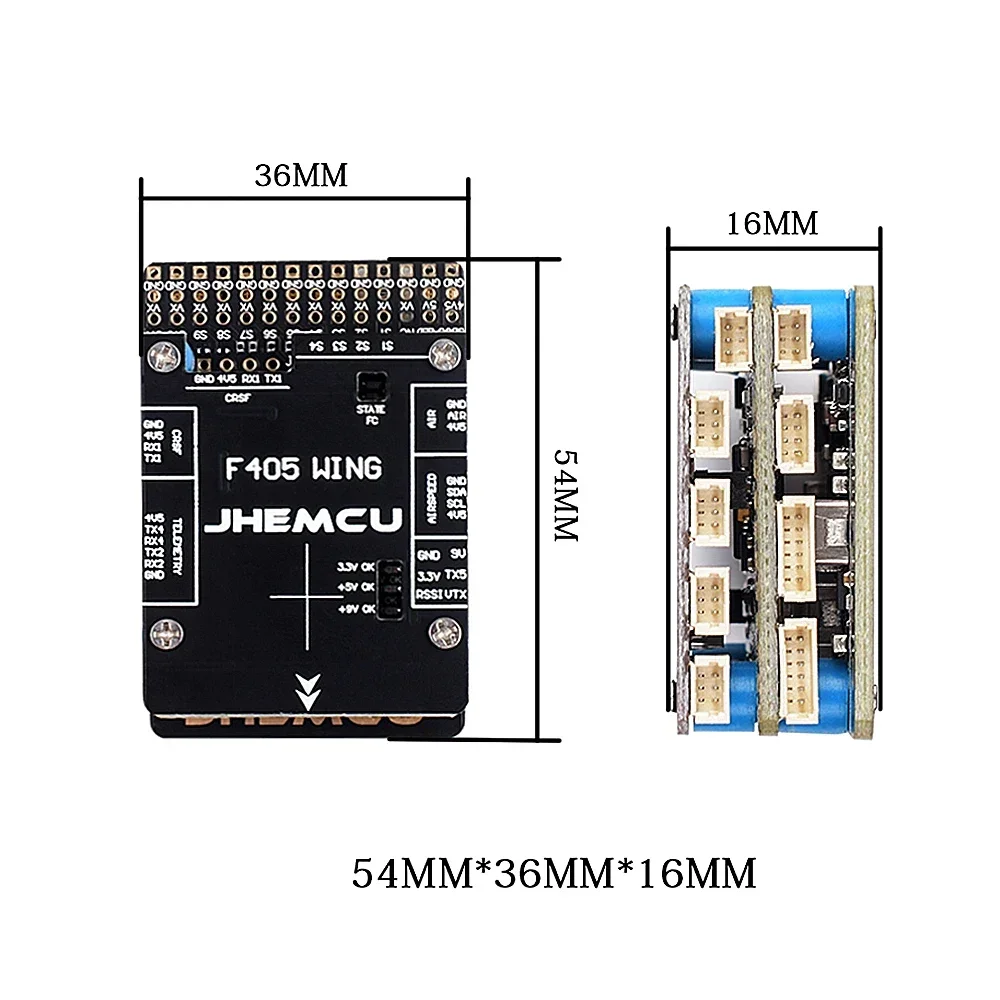 JHEMCU-CONTROLADOR DE VUELO F405 Wing INAV, barómetro incorporado, giroscopio, OSD, Blackbox BEC, para avión RC, ala fija